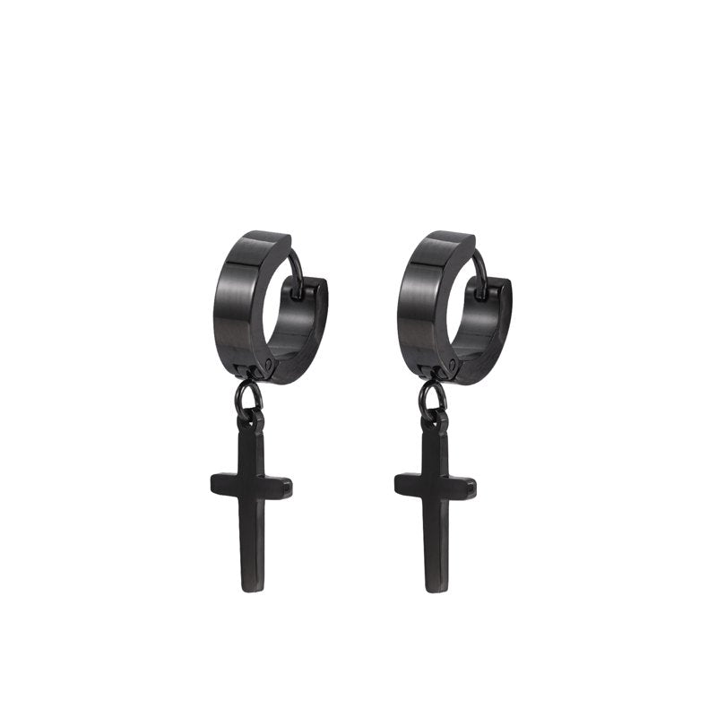 Men's Black Stainless Steel Earring Set 3 Styles Hypoallergenic Jewelry