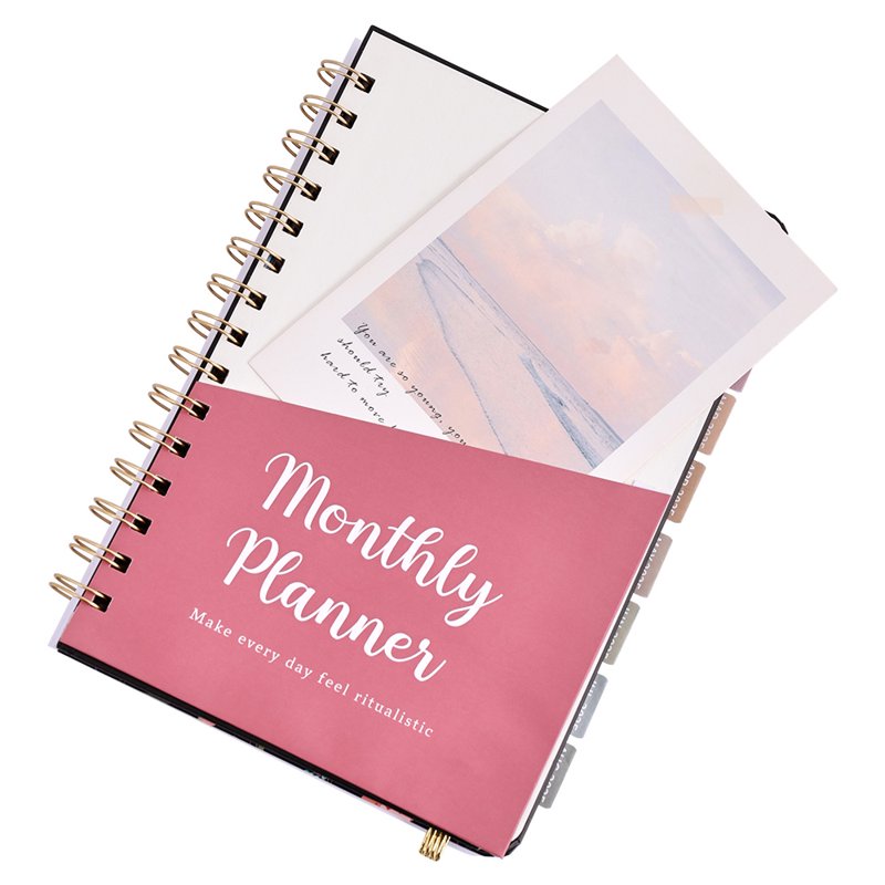 Floral Monthly Planner 2 Years A5 Hardcover Calendar Notebook with Tabs