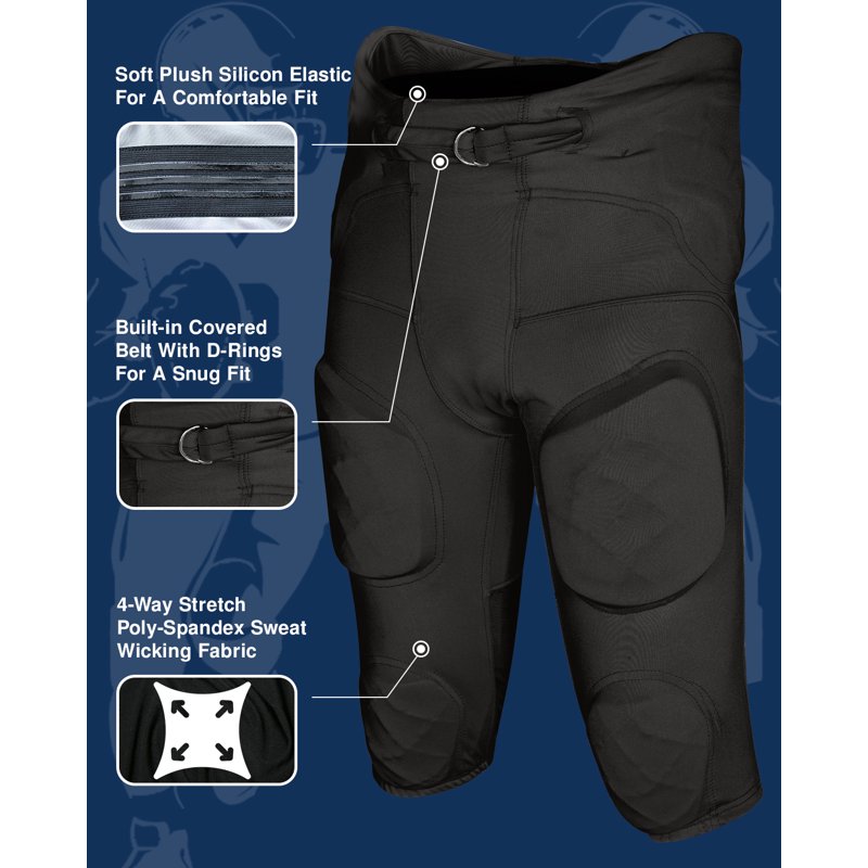 Men's Football Pants with Built-in Protective Pads - Lightweight & Flex Fit