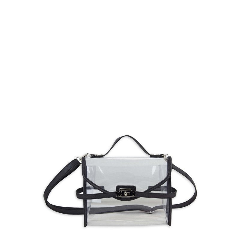 Clear TPU & PU Crossbody Bag with Metal Turnlock - Stadium-Approved