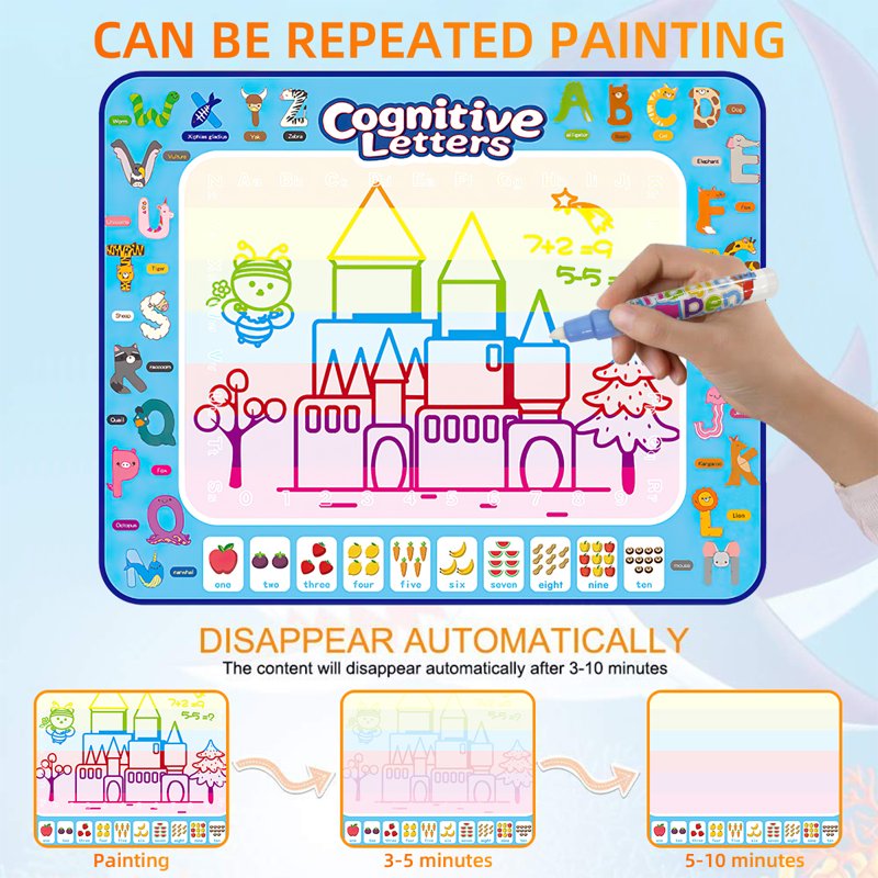 Large Water Drawing Mat for Kids 40x32 Inch Reusable Art & Learning Toy