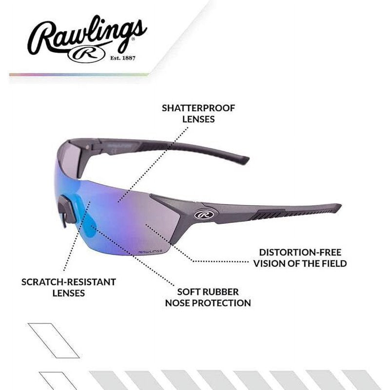Baseball Sunglasses Lightweight Sports Eyewear with Mirrored Lenses - Durable & Scratch Resistant