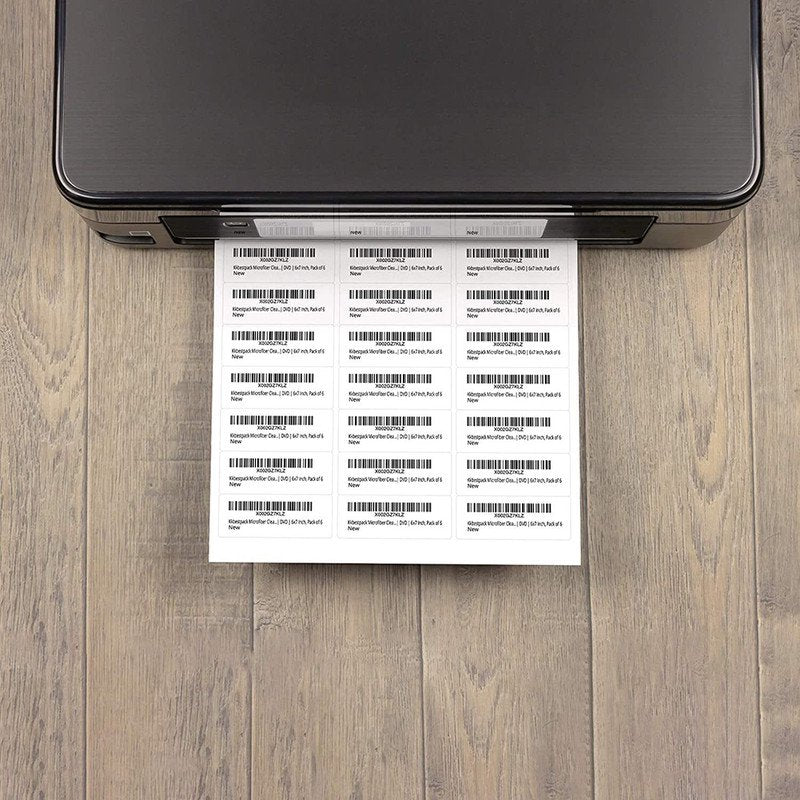 Self-Adhesive Shipping Labels 1 x 2 5/8 Inches - Blank White Laser & Inkjet Stickers, 30 per Sheet, 100+ Variants