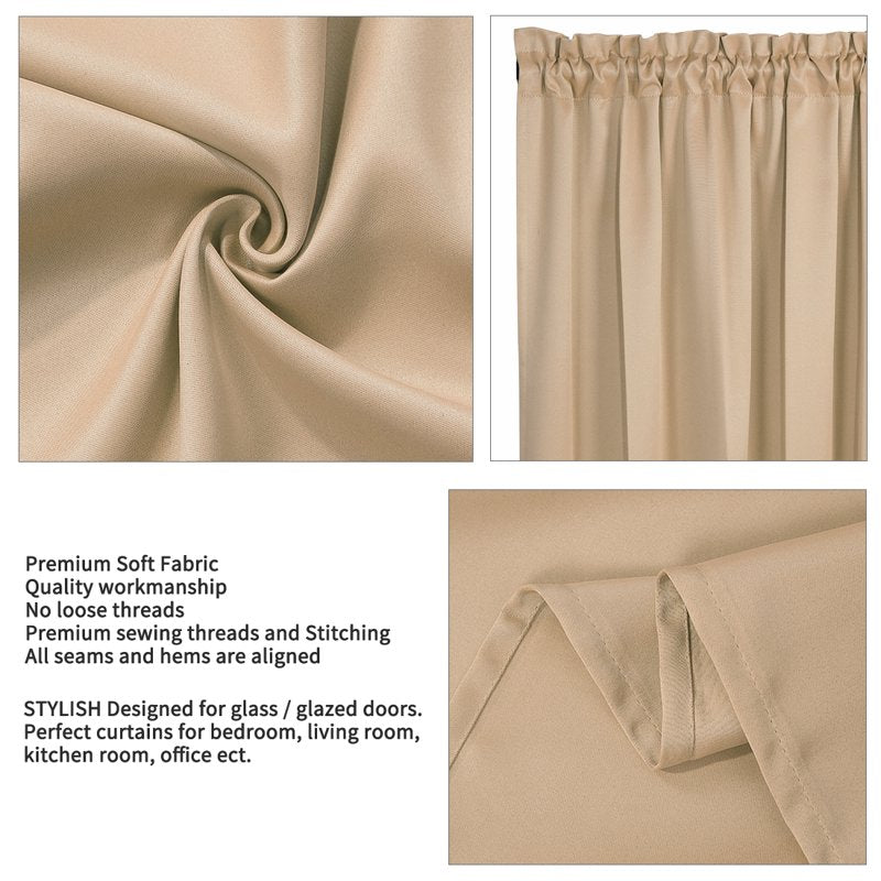 Solid Window Curtain Panel - Blackout Privacy Drapes for Home & Office