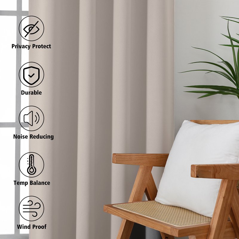 Blackout Curtains Set of 2 – Room Darkening Window Drapes for Small Windows