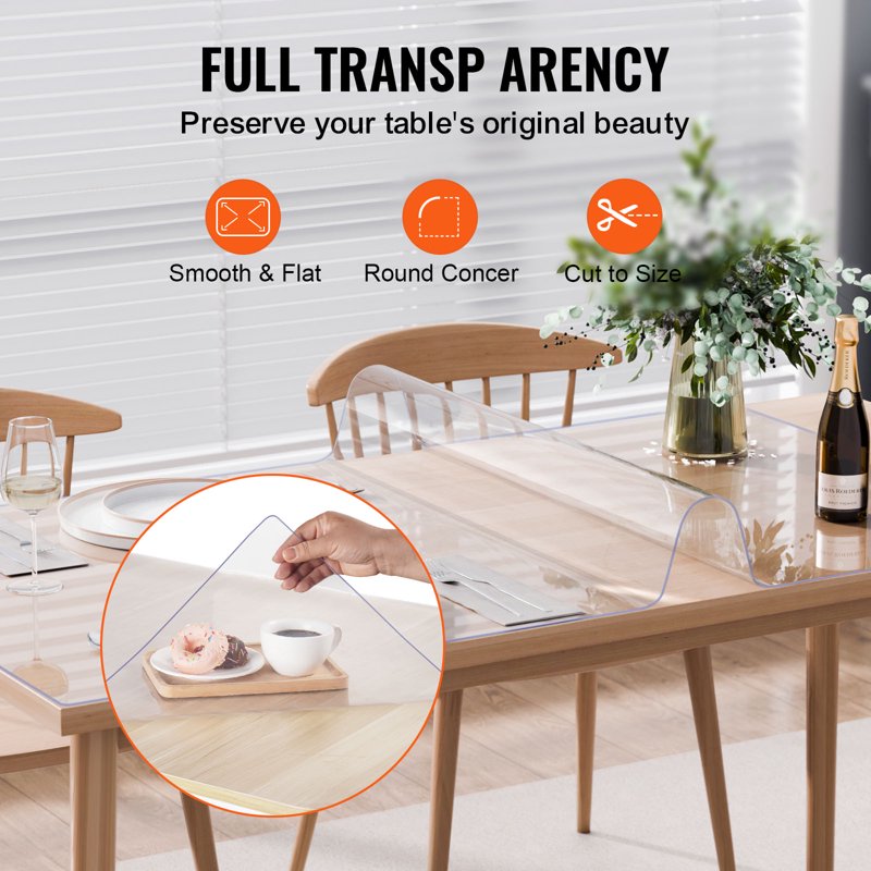 PVC Desk & Table Protector Cover - Water-Resistant, 40 x 60 Inch, Clear