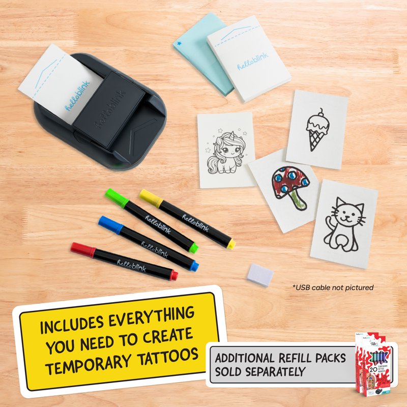 Kids Temporary Tattoo Maker Kit - Design and Print Custom Body Art