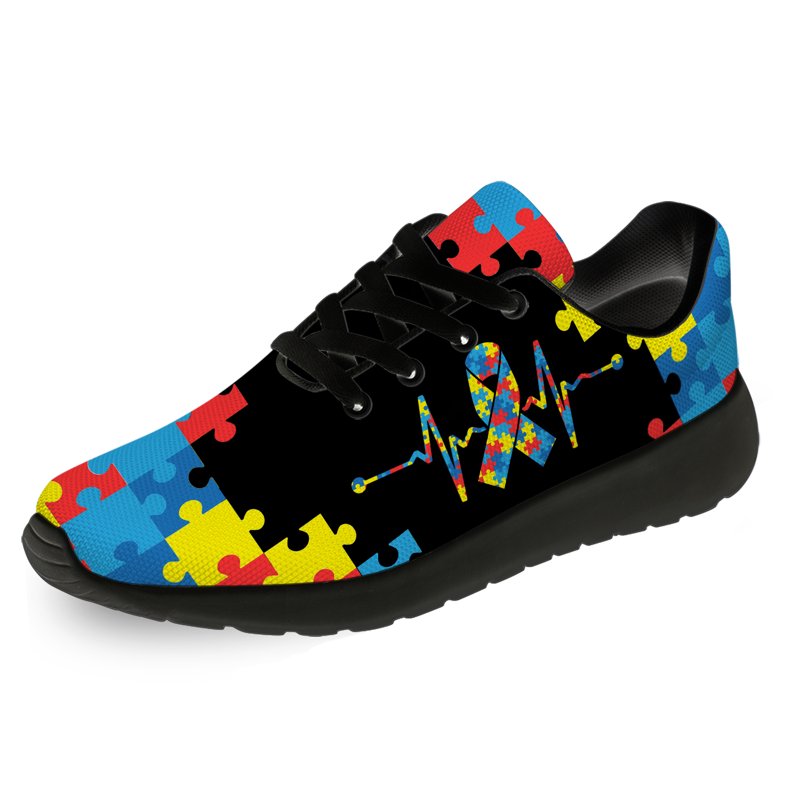 Women's Tennis Shoes with Autism Awareness Design, Breathable Lightweight Sneakers