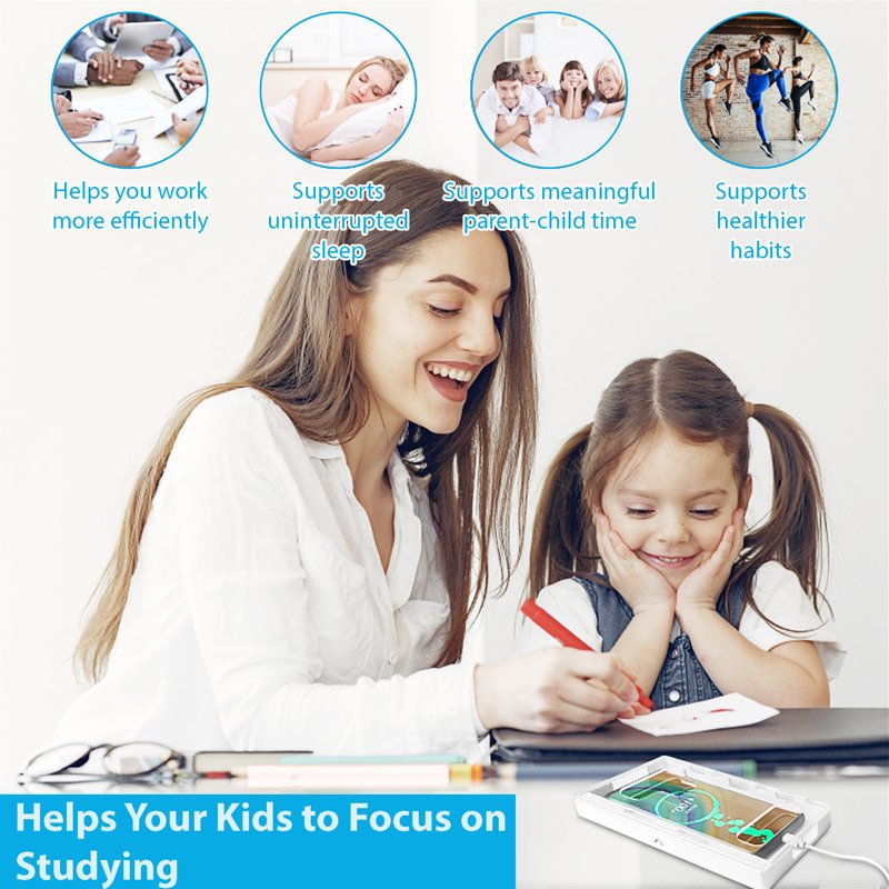Portable Cell Phone Lock Box for Screen Time Control - Key Locking Container for iPhone & Samsung