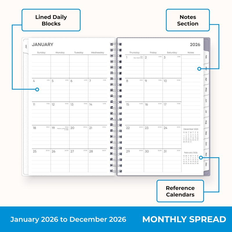 2026 Weekly & Monthly Planner Calendar | 5 x 8 Inch Flexible Cover