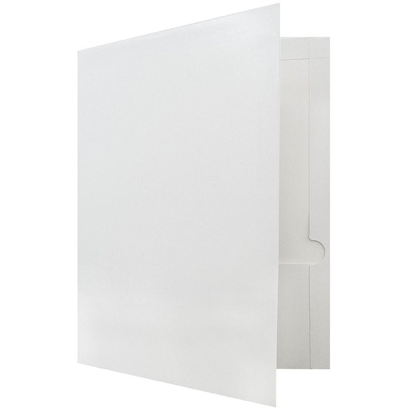 White Glossy Two Pocket Folders - 9 x 12 Inches, Pack of 6