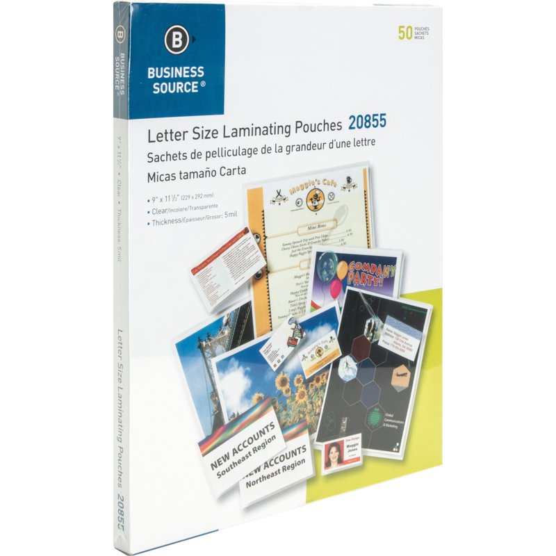 Letter Size Laminating Pouches - Clear, 50 Pack, 5 Mil Medium-Weight
