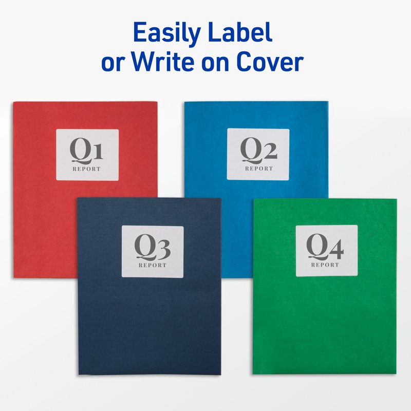 Blue Two Pocket Folders with 3 Prong Fasteners - Pack of 25