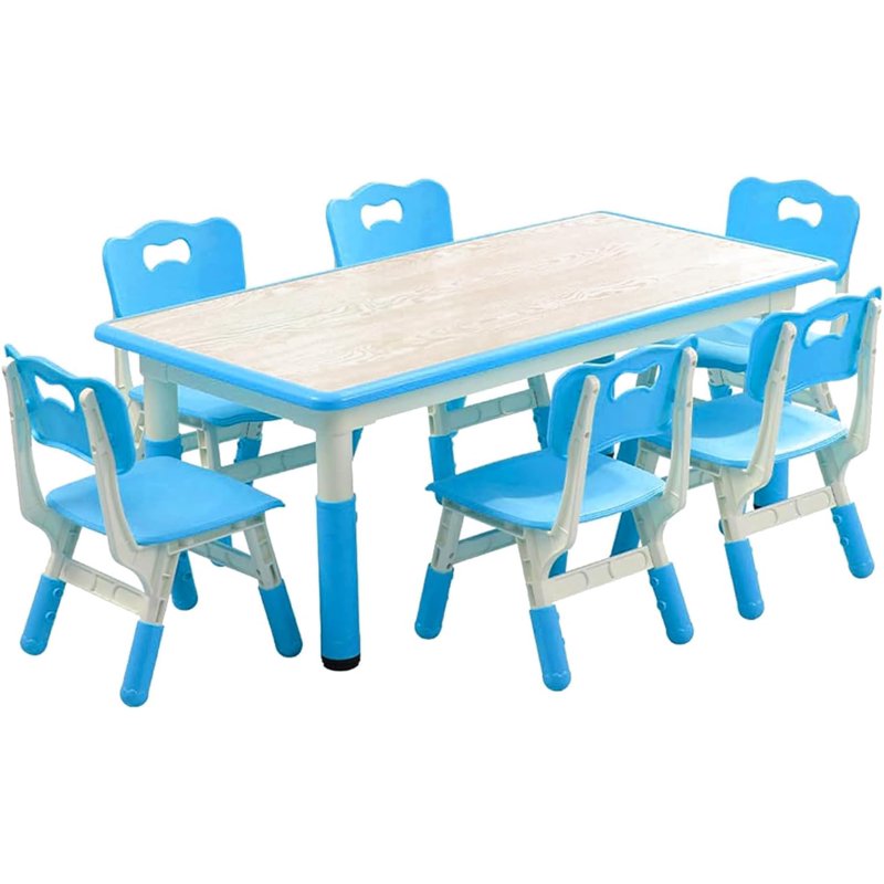 Kids Adjustable Activity Table and Chair Set with Graffiti Desktop for Ages 2-10