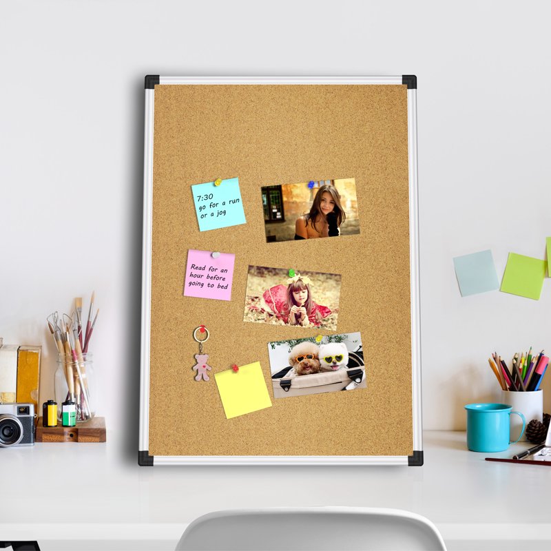 Wall Cork Bulletin Board 17x23 Inches with Aluminum Frame for Office Home School