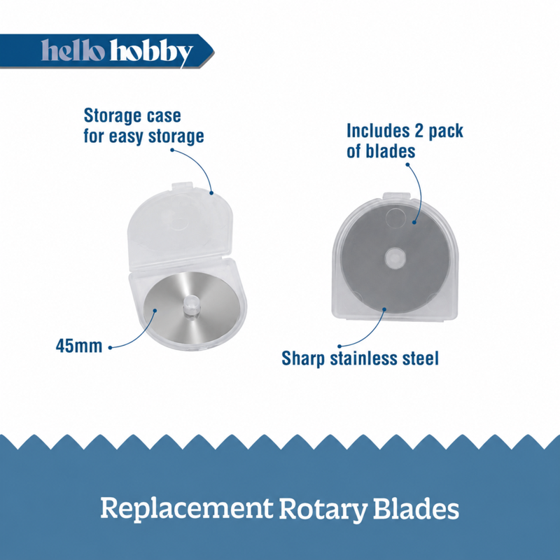 45mm Rotary Cutter Replacement Blades 2-Pack for Sewing & Crafts