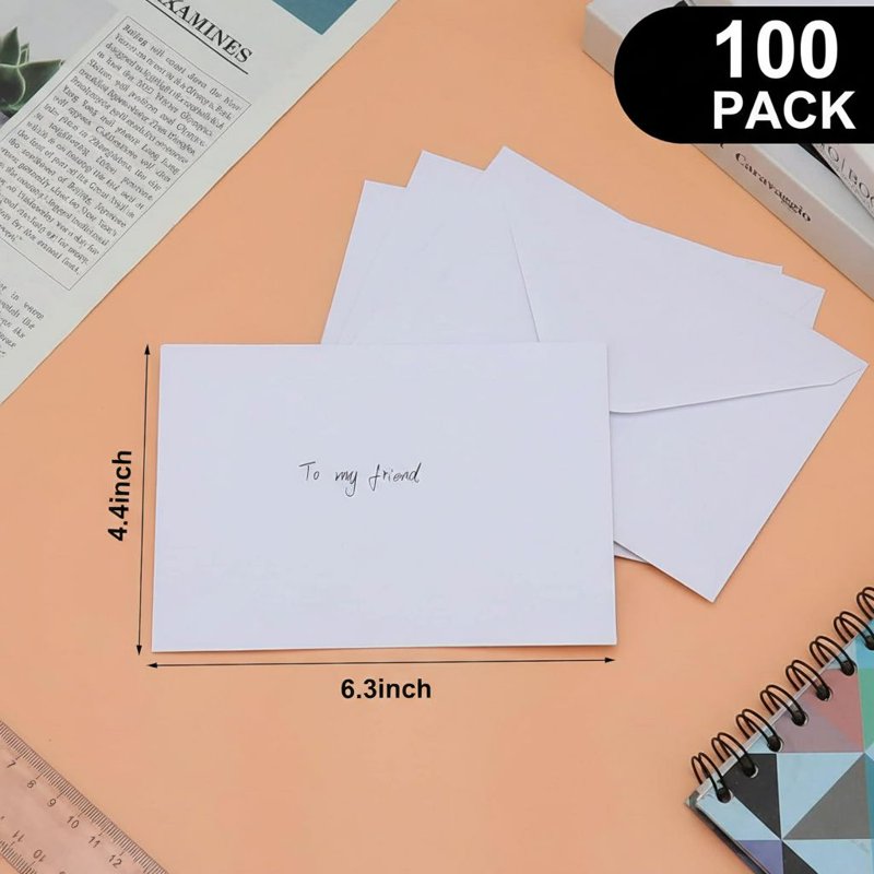 100-Pack 4x6 Inch White Envelope Set for Invitations and Cards - Wet Seal