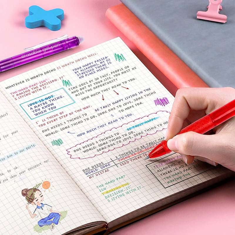 Erasable Gel Pens Set - 22 Bright Colors, Retractable Fine Point, Mistake-Free Writing and Drawing