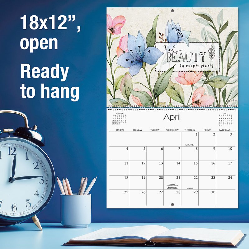 Current 2027 Spiral-Bound Wall Calendar - 12x9 Inches Closed, 18x12 Open, Large Monthly Office & Kitchen Organizer