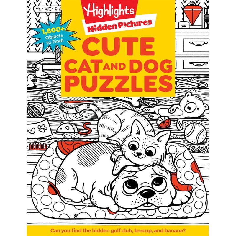Kids Activity Book with 1800+ Hidden Objects - Cat & Dog Search Puzzles, 144 Pages