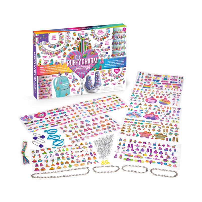 DIY Puffy Charm Craft Kit with 249 Stickers for Jewelry & Accessories