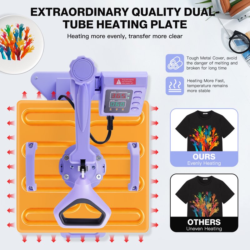 15x15 Heat Press Machine 8-in-1 Multifunctional T-Shirt Mug Hat Transfer