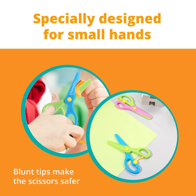 Kids Safety Scissors for Preschool Ages 3-5, 2-Pack, Child Safe Blunt Tips
