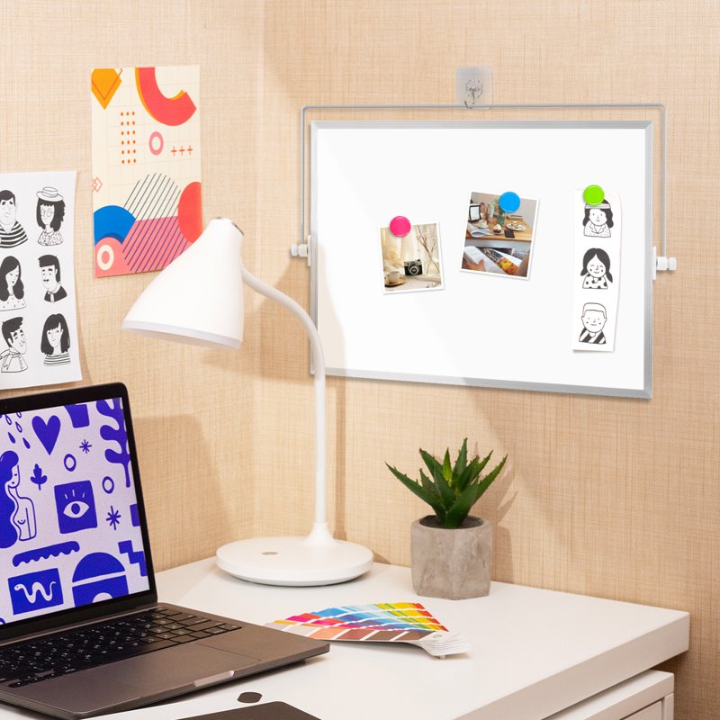 Double-Sided Magnetic Whiteboard Desktop White Board with Stand, 16x12 Inch, Portable Dry Erase Board with Markers & Magnets