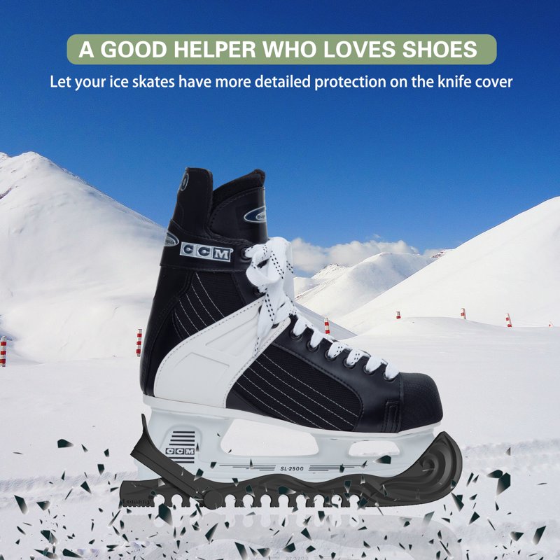 Adjustable Ice Skate Blade Guards Protector - Rubber Hockey & Figure Skates
