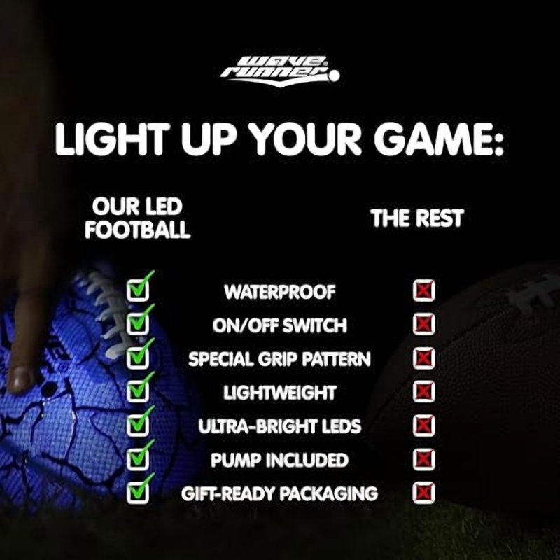 Glow in The Dark LED Football for Kids Teens & Adults Waterproof Night Play