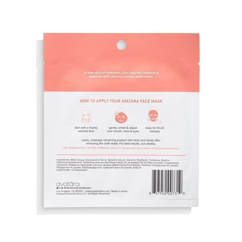 Hydrating Watermelon Face Mask 3 Pack - All Skin Types, Eco-Friendly Sheet Masks