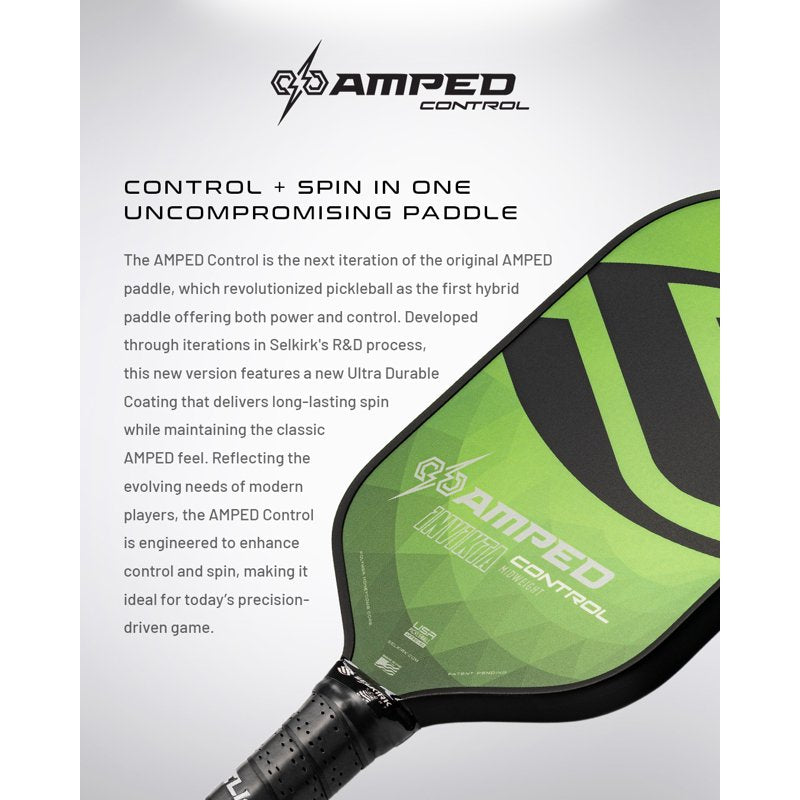 Selkirk Amped Control Pickleball Paddle - Green, Midweight, USAPA Approved