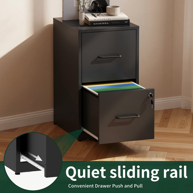 Lockable Metal File Cabinet with Wall Anti-Tip Kit - Vertical Steel Office Storage for Letter & Legal Files