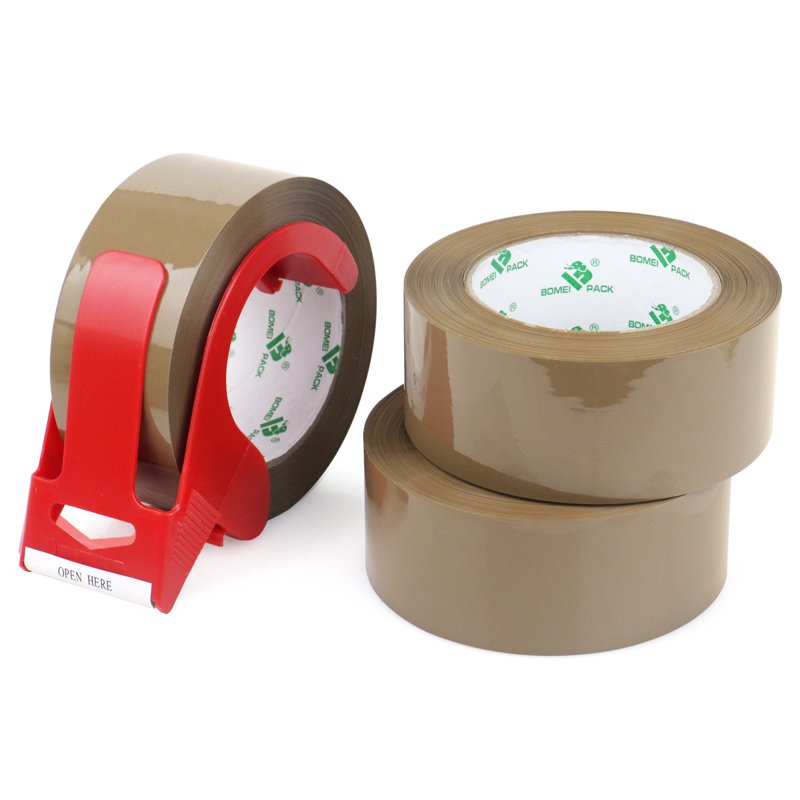 Heavy Duty Brown Packing Tape with Dispenser - 2.4 Mil, 1.88 Inch x 80 Yards, 3 Rolls for Shipping & Moving