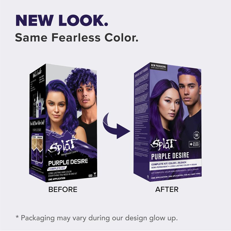 Semi-Permanent Hair Dye Kit with Bleach - Vibrant Purple Shades