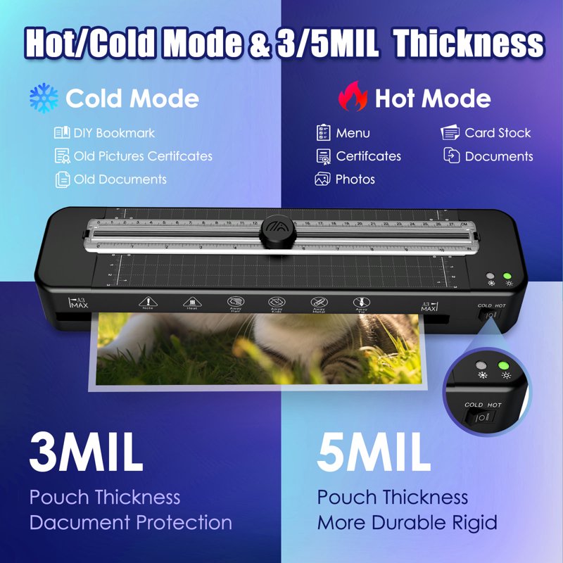 13-Inch Thermal Laminator Machine with Sheets for Documents & Photos