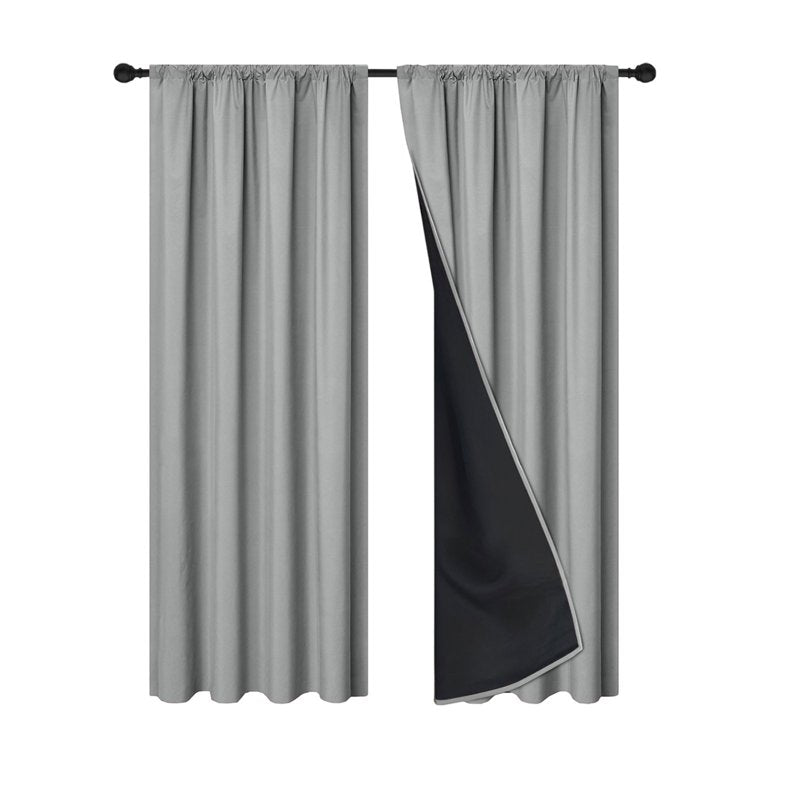Light-Blocking Polyester Curtains with Thermal Insulation & Soundproofing for Living Room & Bedroom