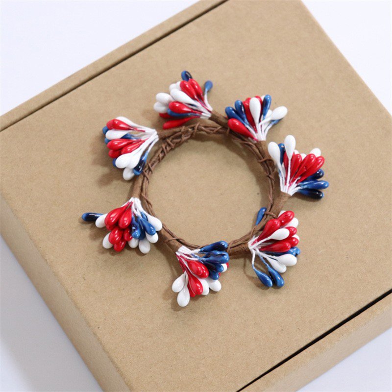 Patriotic Mini Wreath Napkin Ring Set - Red White Blue Berry Decor for 4th July Memorial Day