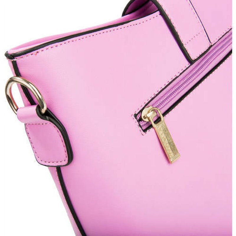 Women's Leatherette Shoulder Bag with Buckle - Purse with Multiple Compartments
