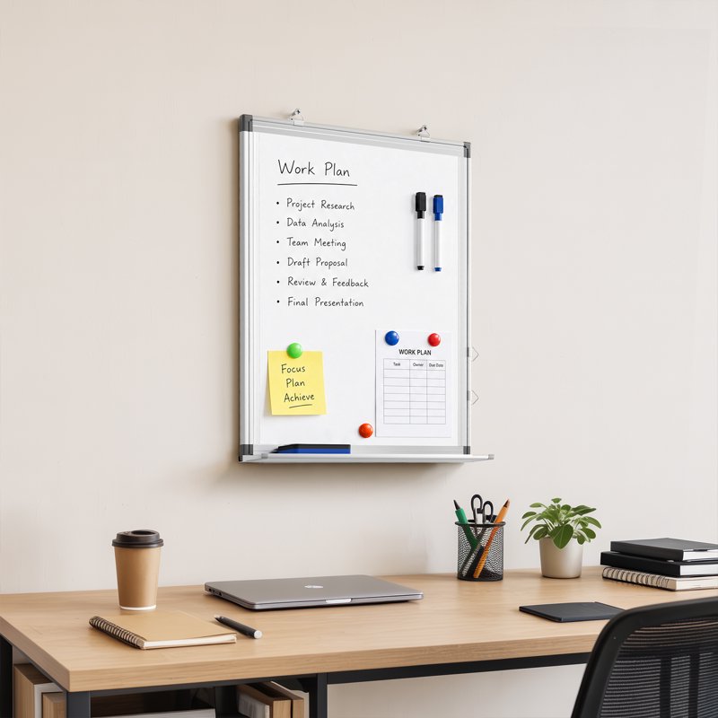 Magnetic Dry Erase Whiteboard 16x12 Inch with Aluminum Frame - Pack of 1