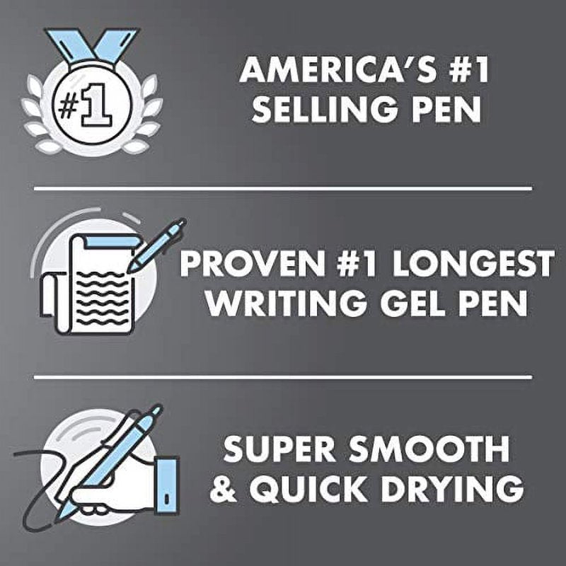 Gel Pen Set - 48 Black Retractable Gel Pens with Bold 1.0mm Point