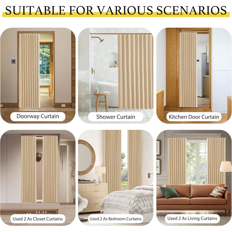 Blackout Accordion Door Curtains - Thermal Insulated Room Divider 50x80