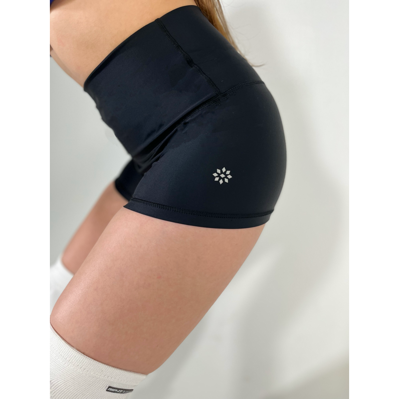 Women's Volleyball Shorts with Period Protection - High-Rise, Sweat-Wicking, Black