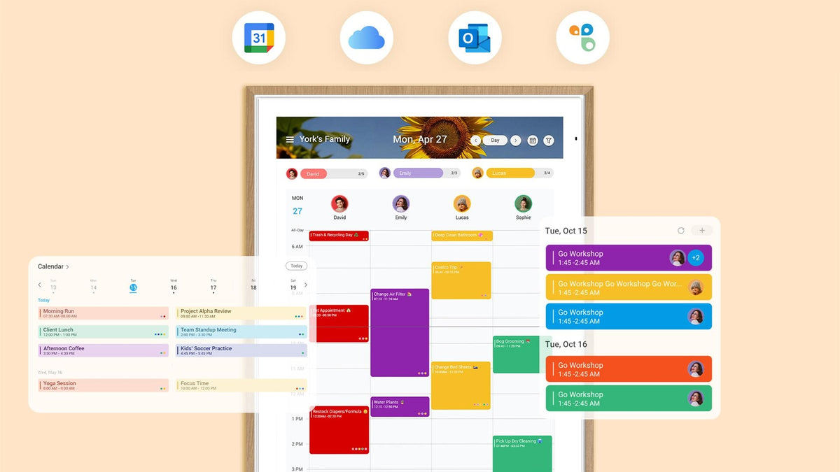 Digital Family Wall Calendar & Meal Planner with Touchscreen - 15.6 Inch Dual-Mode Smart Board
