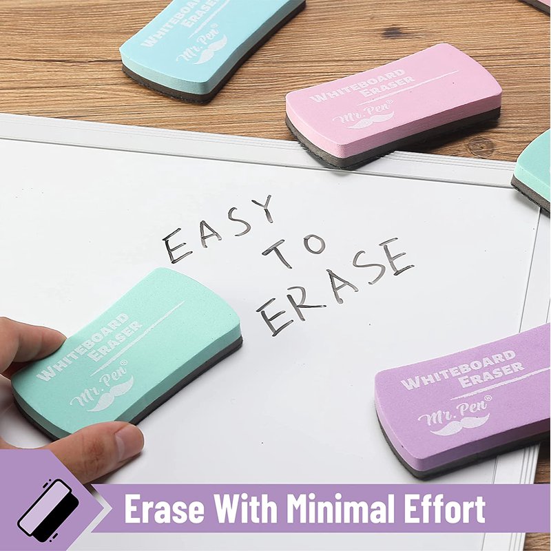 Magnetic White Board Erasers 8 Pack - Pastel Colors, Office & School Supplies