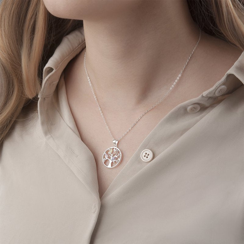 Sterling Silver Tree of Life Christmas Necklace for Step Mom Gift