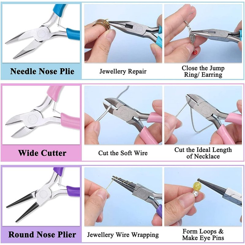 Jewelry Making Pliers Set - Wire Cutting, Wrapping & Repair Tools for Crafts