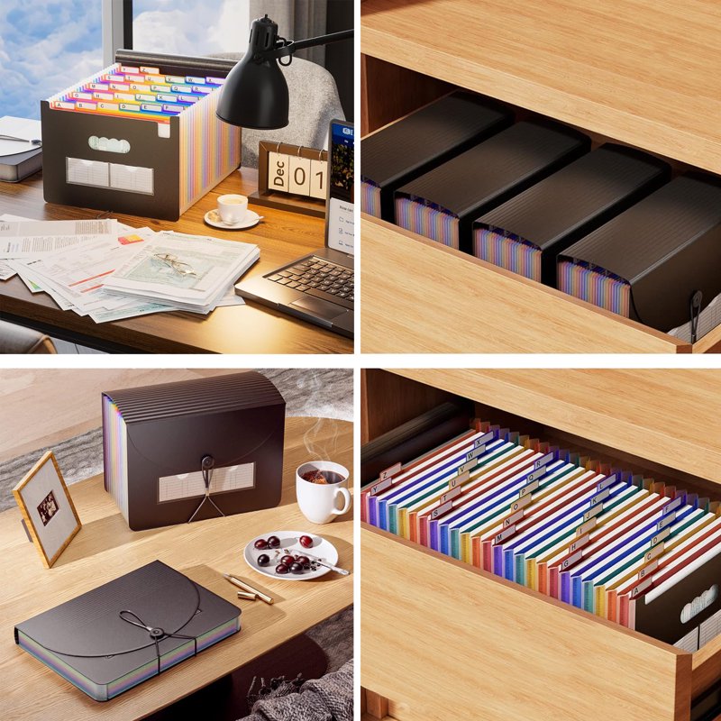 37-Pocket Expanding File Folder Organizer for Documents - Black