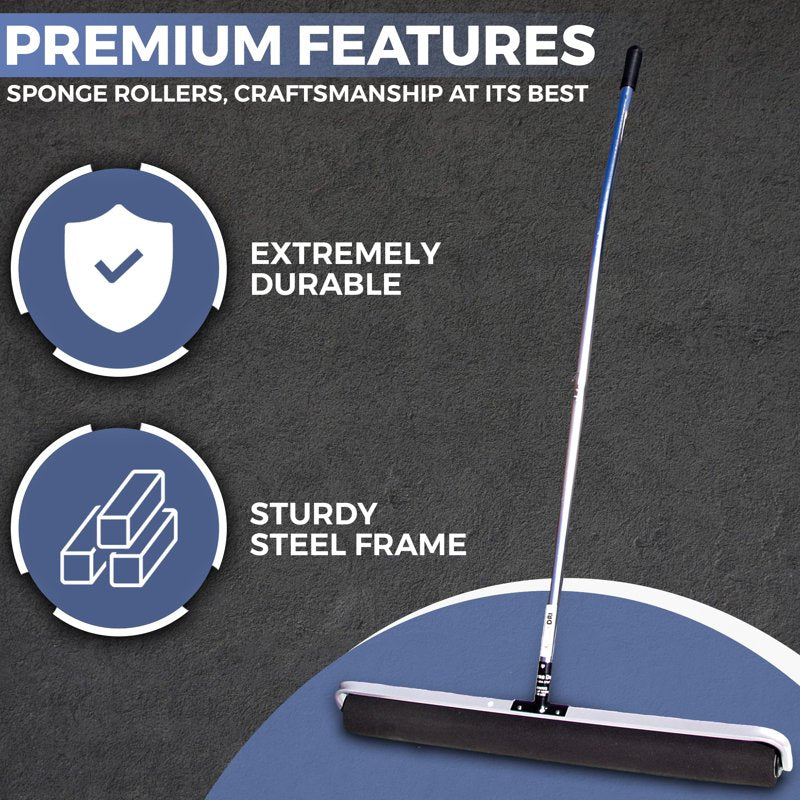 Heavy Duty Court Water Roller - Durable Synthetic Rubber, Steel Frame & Stainless Steel T-Bar