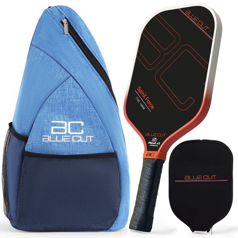 Blue Cut SpinX Force Pickleball Paddle - 16mm Honeycomb Core, T700 Carbon, USAPA Approved - Orange